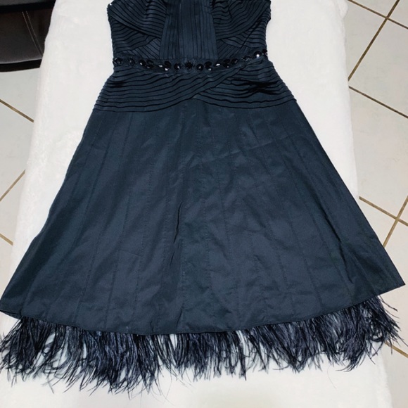 BCBGMaxAzria Black beaded  Dress Feathers - Picture 5 of 7